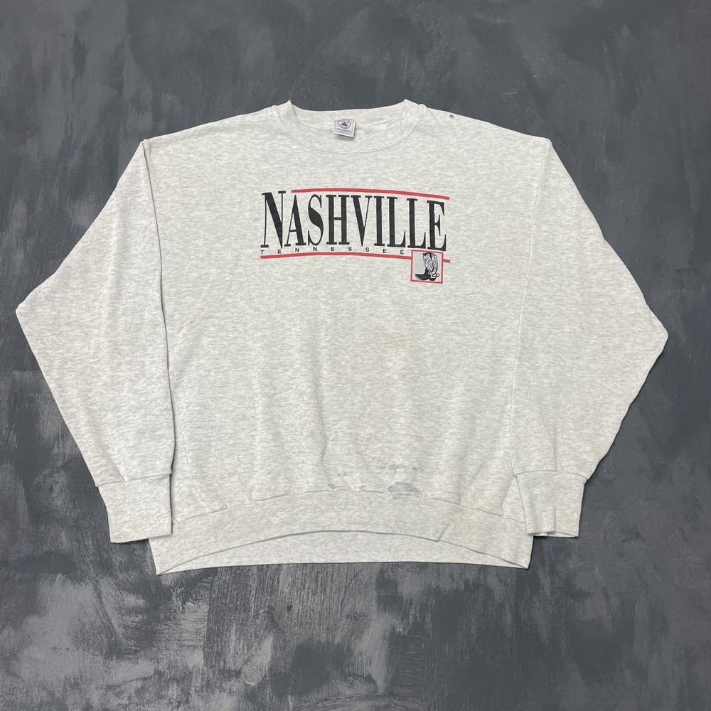 Vintage Nashville Tennessee Sweatshirt Men XL Grey 1990s Delta
